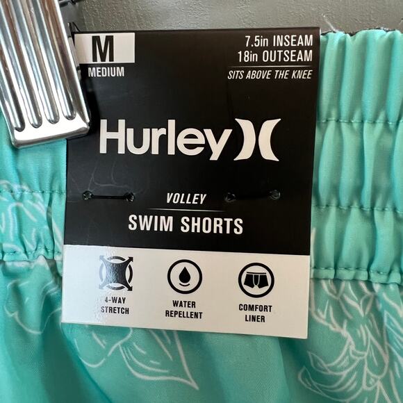 Men's Hurley Pineapple Swim Volley Short Tropical Design Mint Green Size M NEW - Picture 4 of 6